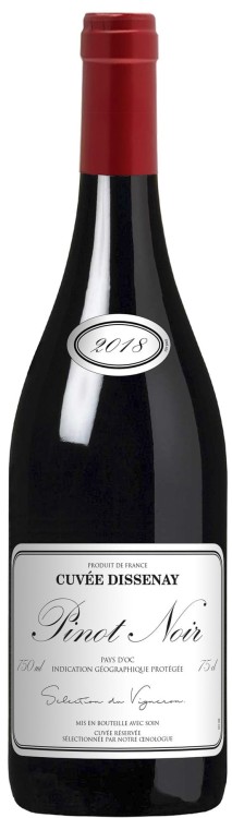 Wino czerwone wytrawne Cuvee Dissenay Pinot Noir o pojemności 0,75 litra