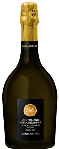 Wino białe pólwytrawne musujace San Martino Prosecco Valdobbiadene Millesimato Extra Dry o pojemności 0,75 litra