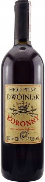 Miód pitny Dwójniak Koronny w butelce o pojemności 0,75 litra