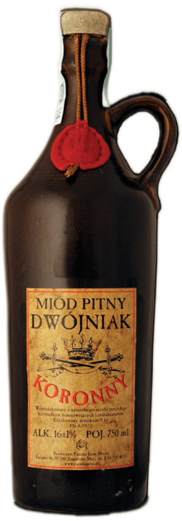 Miód pitny Dwójniak Koronny w kamionce o pojemności 0,75 litra