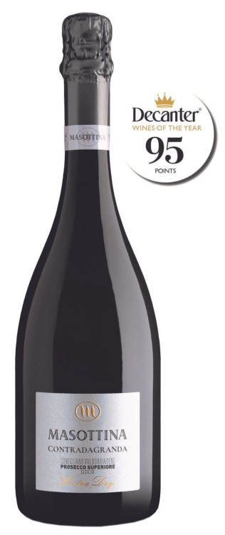 Wino białe półwytrawne musujące Masottina Contradagranda Prosecco Conegliano Valdobbiadene Extra Dry o pojemności 0,75 litra