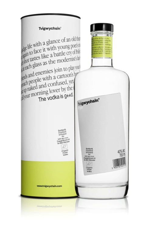 Polska wódka ekologiczna Tvigwychsin o pojemności 0,7 litra w tubie