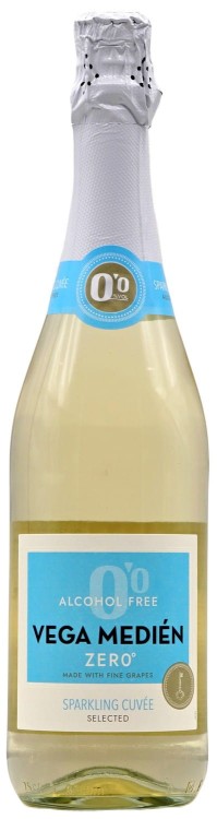 Wino białe półwytrawne musujące, bezalkoholowe Vega Medien Sarkling o pojemności 0,75 litra