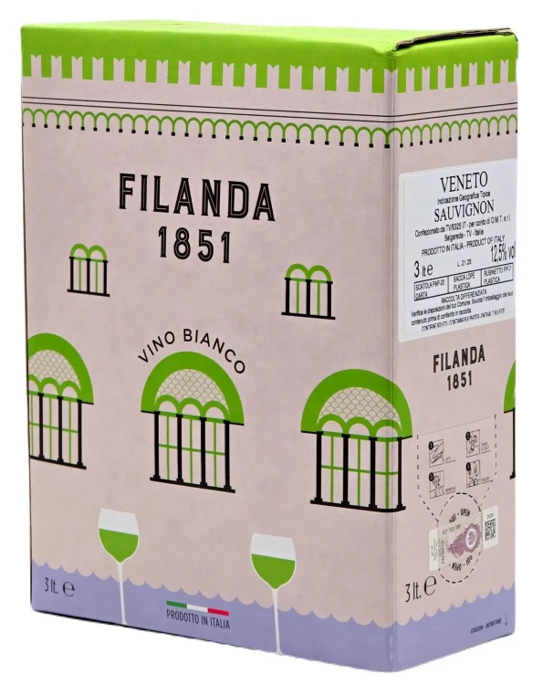 Wino białe wytrawne Ornella Molon Filanda Sauvignon Blanc o pojemności 3 litry