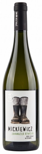 Wino białe wytrawne Mickiewicz Johanniter Koneser o pojemności 0,75 litra