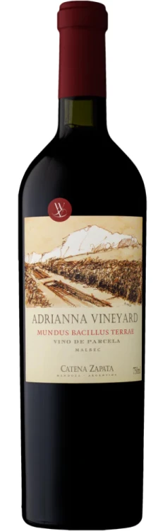 Wino czerwone wytrwane Catena Zapata Adrianna Vineyard Mundus Bacillus Terrae 2021 o pojemności 0,75 litra