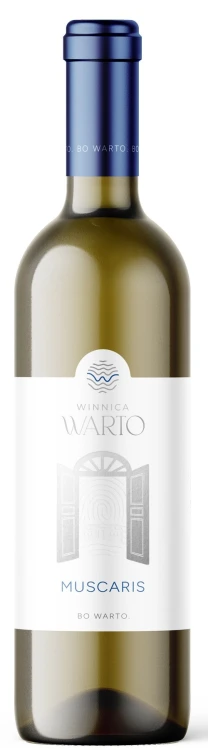 Wino białe półwytrawne Winnica Warto Muscaris o pojemności 0,75 litra
