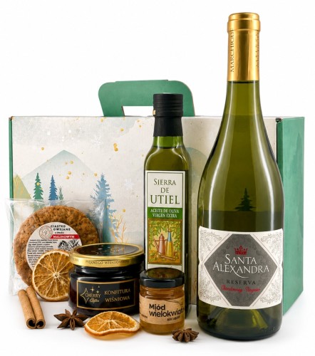 Świąteczny Zestaw Upominkowy z białym winem Santa Alexandra 750 ml