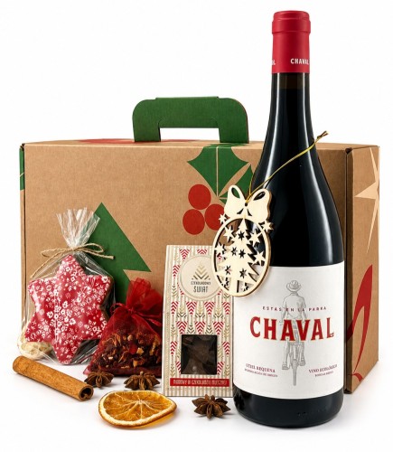 Świąteczny Zestaw Upominkowy z czerwonym winem Chaval 750 ml