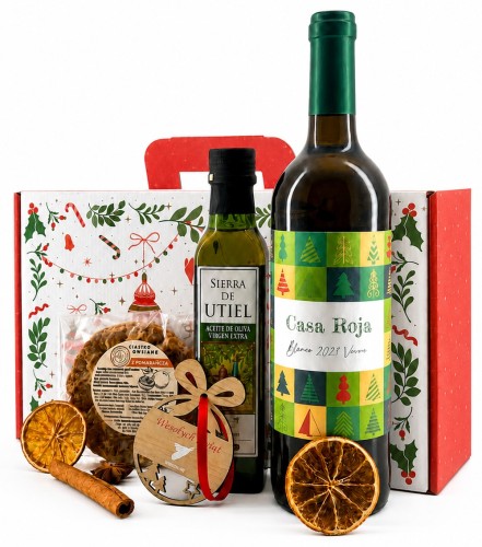 Świąteczny Zestaw Upominkowy z białym winem Casa Roja Viura, 750 ml
