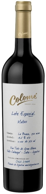 Wino czerwone wytrawne Colome Lote Especial Malbec La Brava o pojemności 0,75 litra